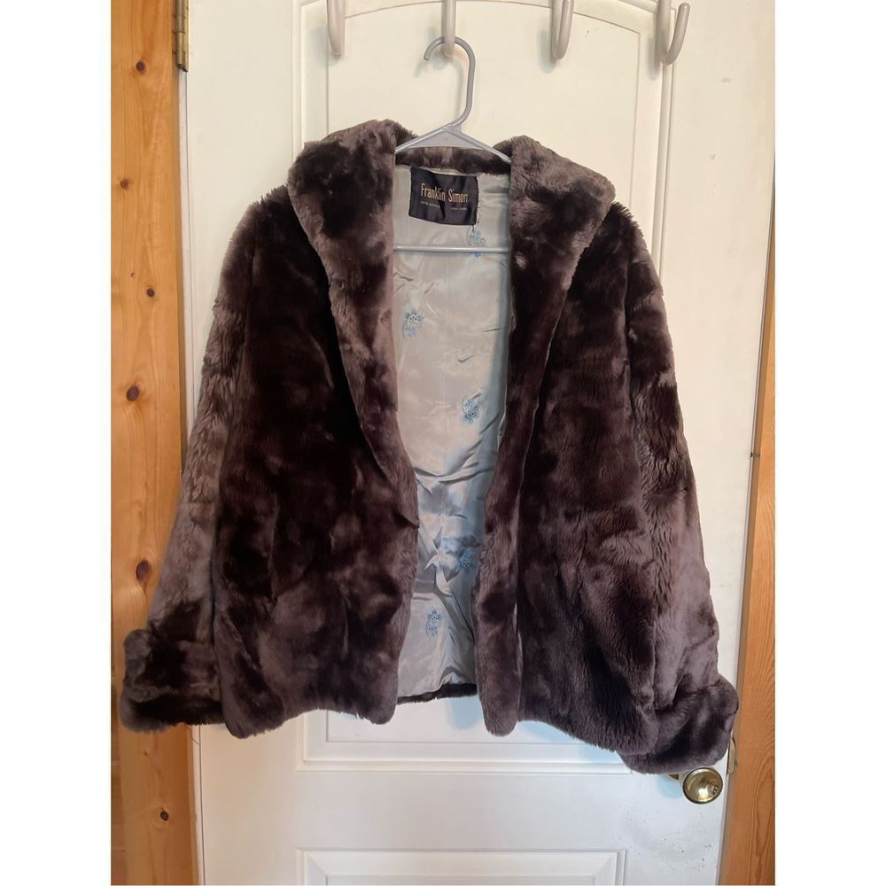 Franklin Simon Fifth Avenue NY women’s fur coat brown, roll up sleeve cuffs